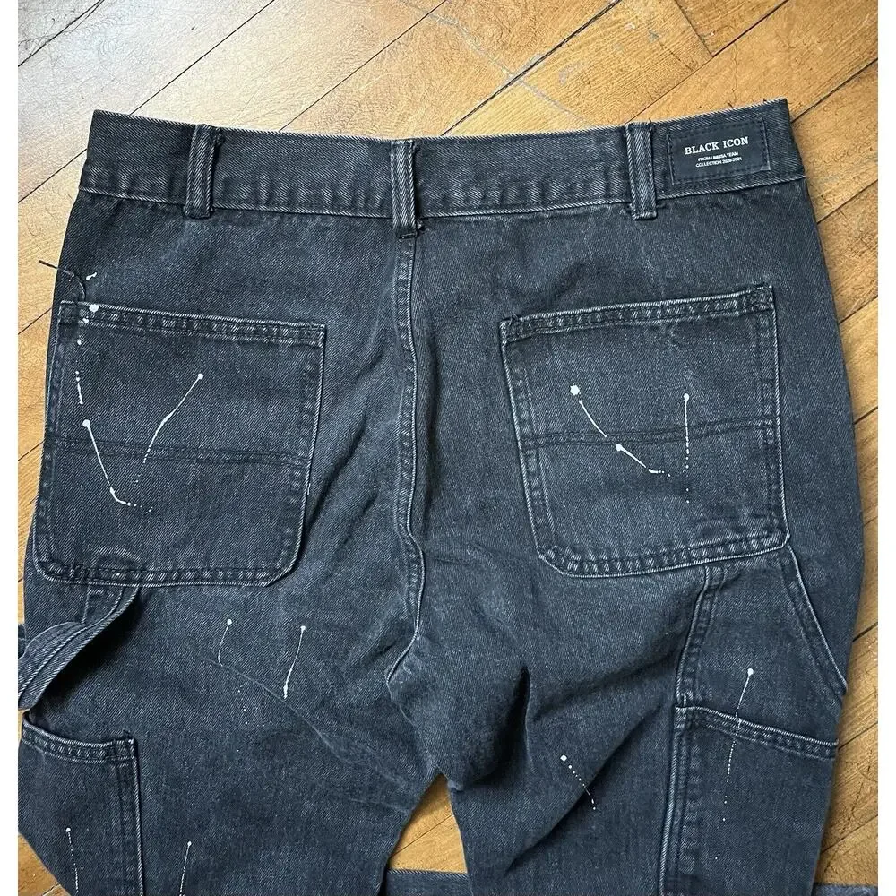 Black Icon Paint Splotched Black Jeans Men’s Size 32